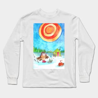 Ice Fishing Owl Long Sleeve T-Shirt